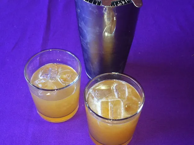 Finished Apricot Sours in an Old Fashioned style glass Apricot Sour